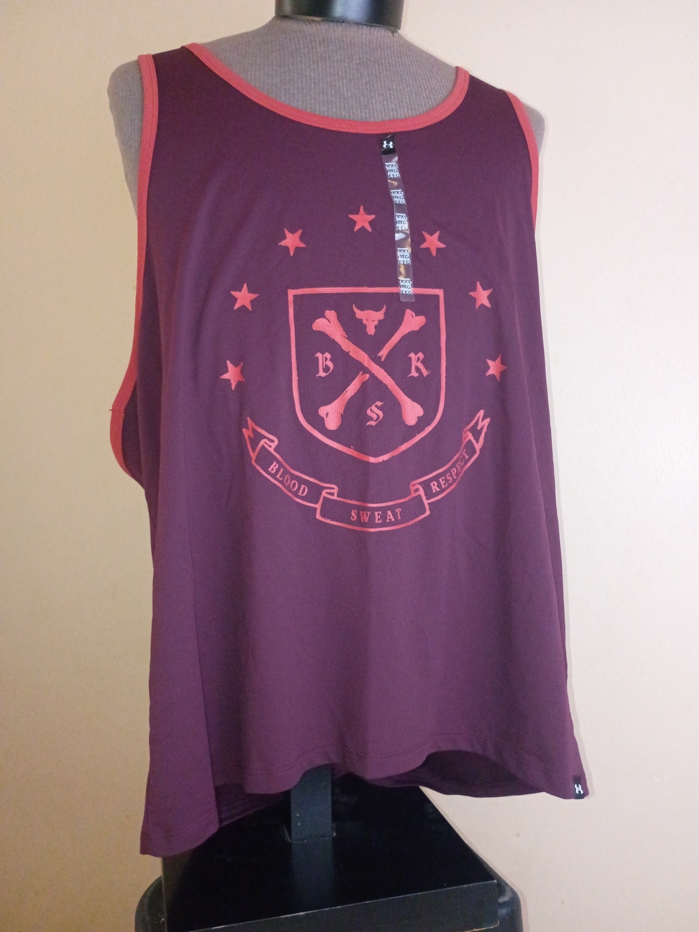 UA Project Rock BSR Pjt Rock Gym Maroon Tank